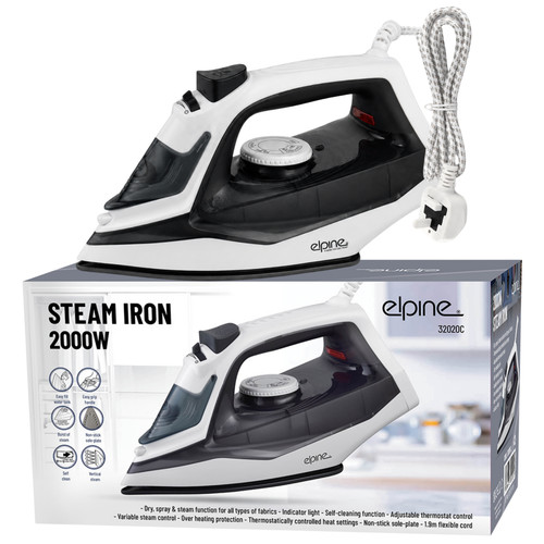 Elpine 2000w steam iron dry - elpine,