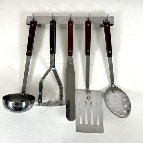 Vintage stainless steel - &, wood