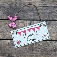 Girls Name Sign Door Plaque Nursery Bedroom Gift Decor Bunting Room Personalised