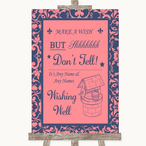 Coral pink blue wishing well - pink,