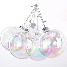 Clear Fillable Acrylic Christmas Baubles 60mm, 12 Pack, Shatterproof Ornaments