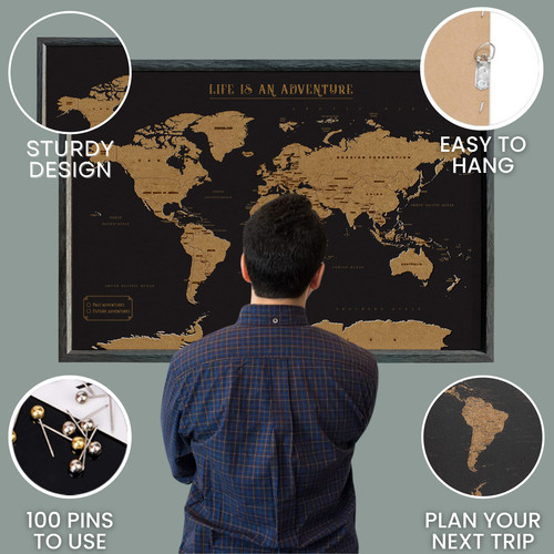 World travel map pinboard - travel,