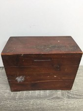 Vintage Wooden Recipe Box Handwritten Recipes Dividers Index Cards Brown Small