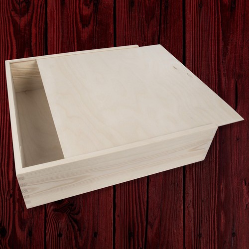 Plain wooden box with sliding - plain,