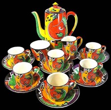 RARE GRIMWADES/ ROYAL WINTON ART DECO 'JAZZ’ PATTERN COFFEE SET - FINE CONDITION