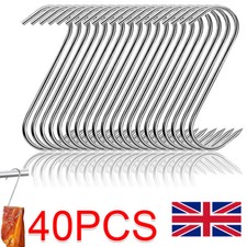 40Pc Stainless Steel S Hooks With Sharp Tip Kitchen Butcher Shop Meat Hanging.
