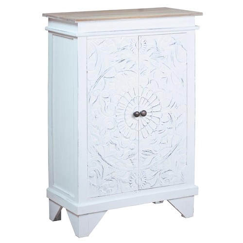 Cottage carved accent cabinet - cottage,