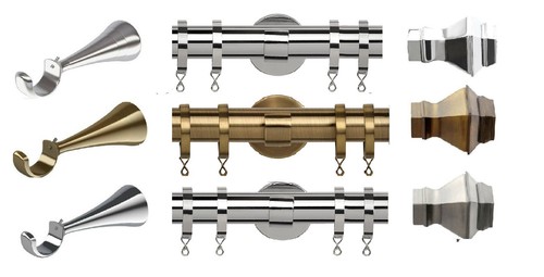 35mm metal curtain pole set - metal,