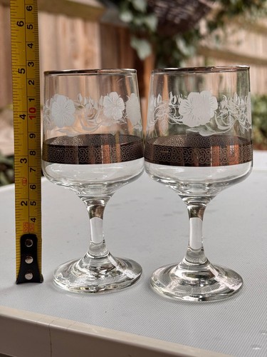 Vintage etched floral liqueur - etched,
