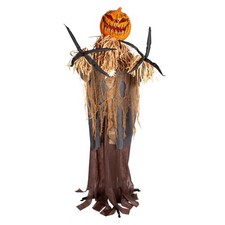 ANIMATED EVIL PUMPKIN SCARECROW PROP Halloween Decoration 6FT Sound Horror Delux