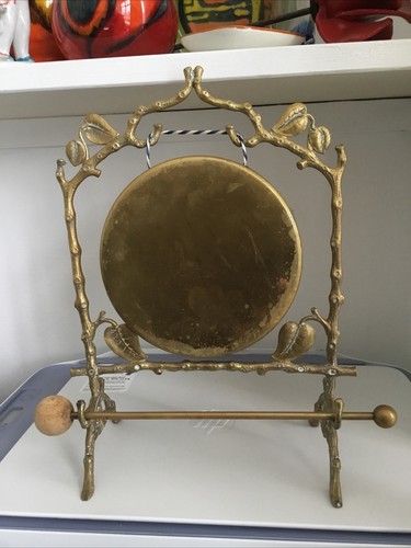 Vintage brass desk gong with - brass,