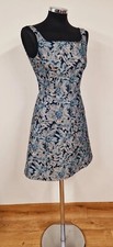 Max Mara blue & pink dress size 4 floral embroidered jacquard fit & flare 