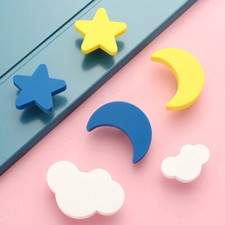 KIDS Childrens Door Knobs Star Moon Handles Cupboard Drawer Cabinet