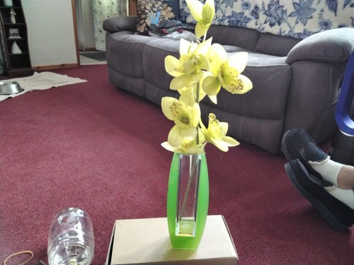 Vintage vase green clear - vase, &