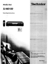 Technics SJ-MD100 Minidisc Deck Owners Instruction Manual Reprint
