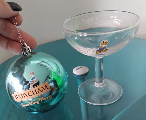 Babycham coupe glass - glass, hanging