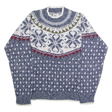Vintage MODERN ESSENTIALS Mens Icelandic Jumper Blue High Neck 90s L