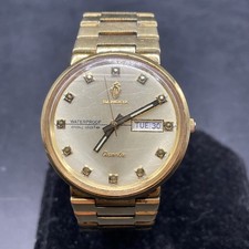 RARE Sandoz Day Date Quartz ETA Gold Vintage Swiss Men Watch 1980s 3ATM