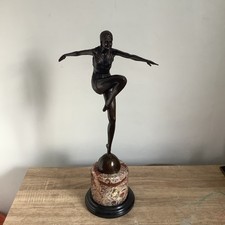 Beautiful large Art Deco style Bronze statue by J philipp dancer on Marble Base 