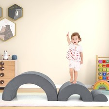 GAINOOM 3 Piece Indoor Toddlers Climbing Toy Soft Play Equipment Playset Grey