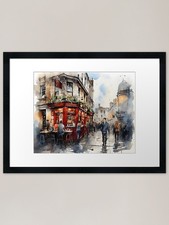 Dublin irish pub, watercolor