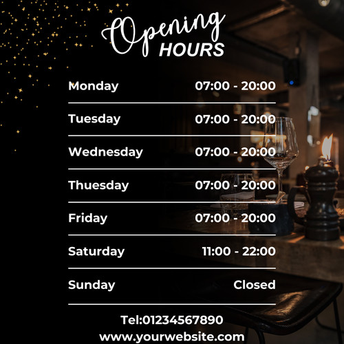 Opening hours times custom - times,