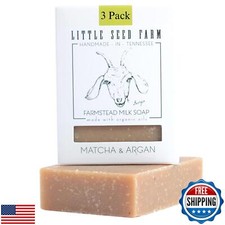 Little Seed Farm Organic Goat’s Milk Soap – 3 Pack of Matcha and Argan Facial