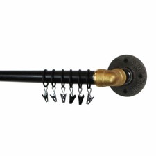 Industrial Curtain Rail/Pole - Black & Brass Pipe Fittings, steampunk, vintage!