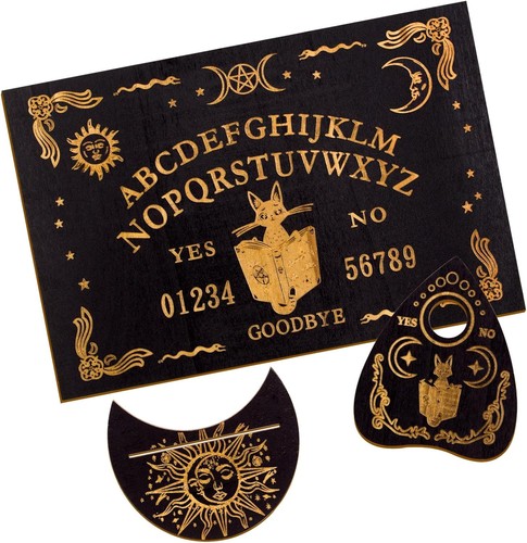 Wooden black ouija - board, set