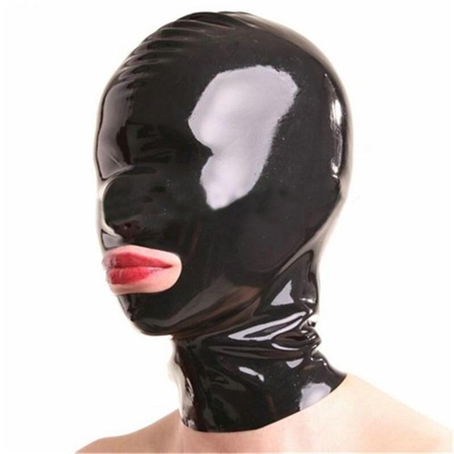 Black latex rubber hood - black, latex/rubber