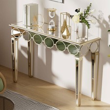 Large Mirrored Console Table Porch Table Sideboard with Gold Trim Furniture Deco