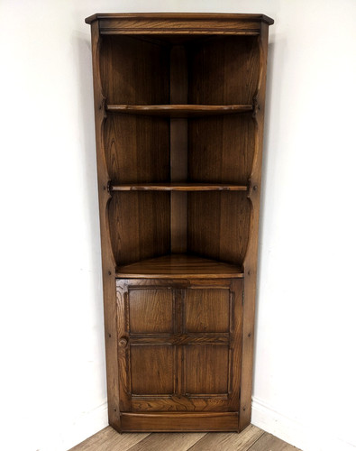 Ercol corner cabinet elm old - ercol,
