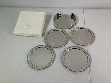 VERA WANG Wedgwood Drink Coasters x4. Sz: 4” Diameter-Color: Silver. See Descrip
