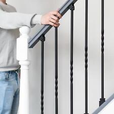 Black Single Twist Steel Metal Stair Spindle - with Decorative Landing Brackets