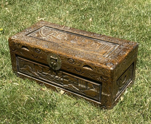 Vintage carved wood camphor - vintage,