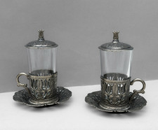 Turkish Glass Set for 2, Vintage Style Tulip Motifs, Tea - Coffee Lovers Gift 🎁
