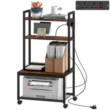 HOMCOM 4-Tier Mobile Printer Stand with Power Outlets for Home Office