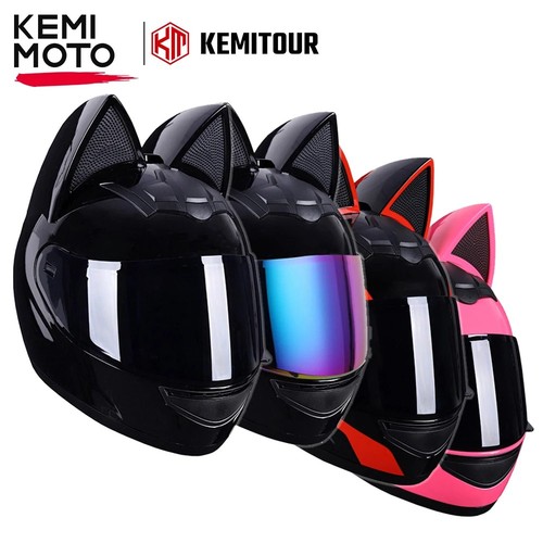 Cat ear motorcycle helmet full - ear,