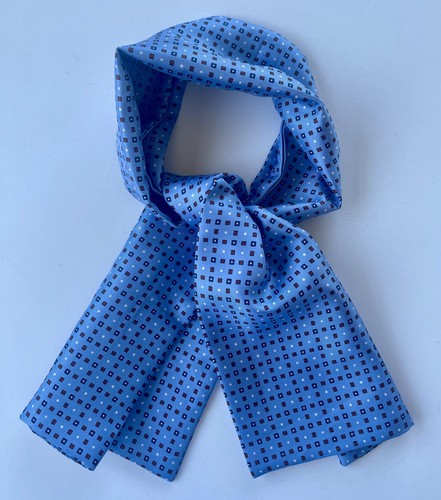 Silk cravat blue brown - silk,