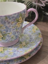 Antique Shelley China "Primrose Chintz" Rare Tea Trio With Slight Damage c1920