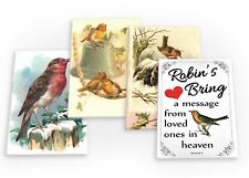 Robins Robin Red Breast Bird Vintage Set B 4 X Fridge Magnets (B) Set Retro