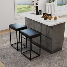 2 x Bar Stools Faux Leather
