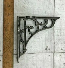 PAIR OF CAST IRON  ORNATE SHELF  BRACKETS 5" X 5"   antique vintage, 2 X COLOURS