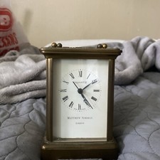 Matthew Norman London Brass Carriage Clock Swiss made Quartz Battery movement