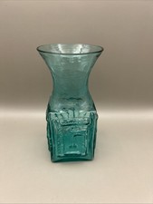 Dartington Vase Kingfisher Greek Key Vintage 14 Cm High