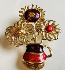 Vintage Yves Saint Laurent For Avon Statement Van Gogh Sunflowers Brooch YSL