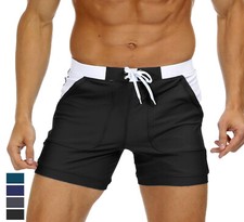 Men's Quick Dry Swimming Shorts Beach Short Board Spa Trunks Stretchy Gym Shorts