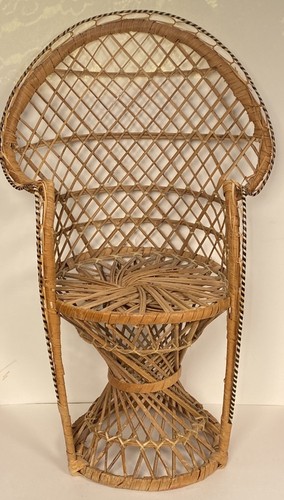 Vtg wicker rattan peacock - wicker, doll