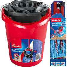 Vileda Mop and Bucket Set SuperMocio Compact Microfibre Mop Bucket with Wringer