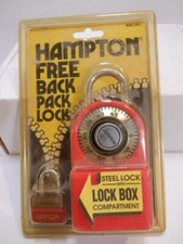 HAMPTON VINTAGE STEEL PADLOCK WITH BACKPACK LOCK BOX COMPARTMENT LOCKER PLUS
